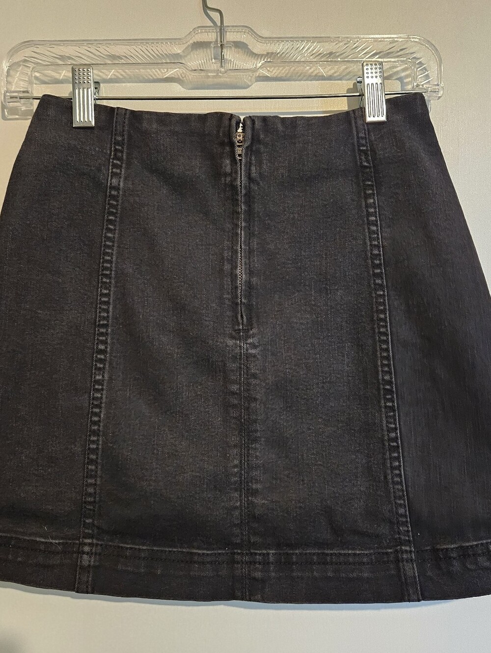 Wild Fable Womens Size 2 Black Stretch Denim Mini Skirt Front Zip